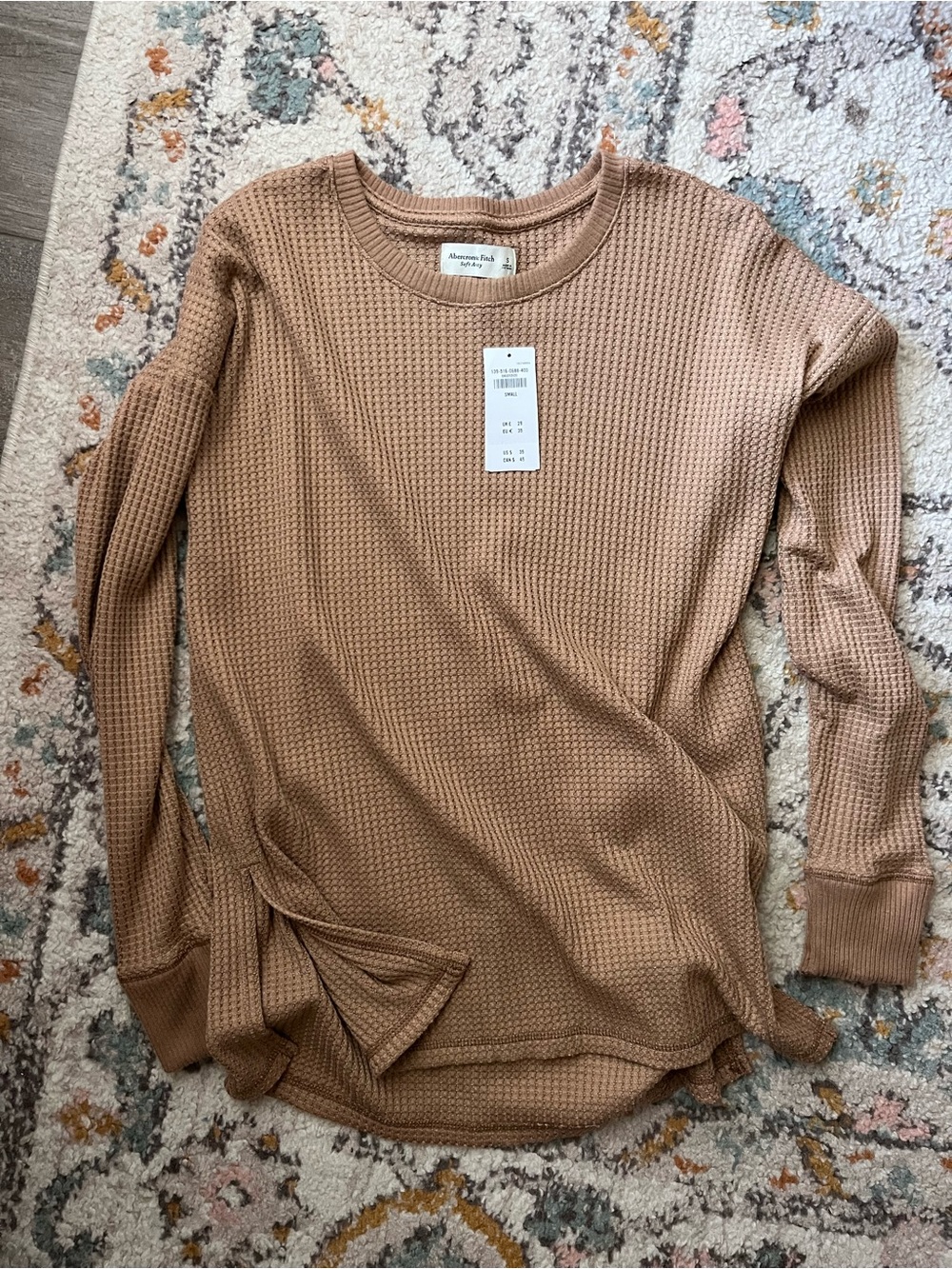 A&F Waffle Knit Long Sleeve Top - Camel size S NWT